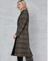 Long brown glen plaid coat