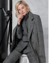Long gray glen plaid coat