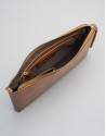 Brown Saffiano leather Lisa Clutch 