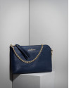 Dark blue Saffiano leather Lisa Clutch 