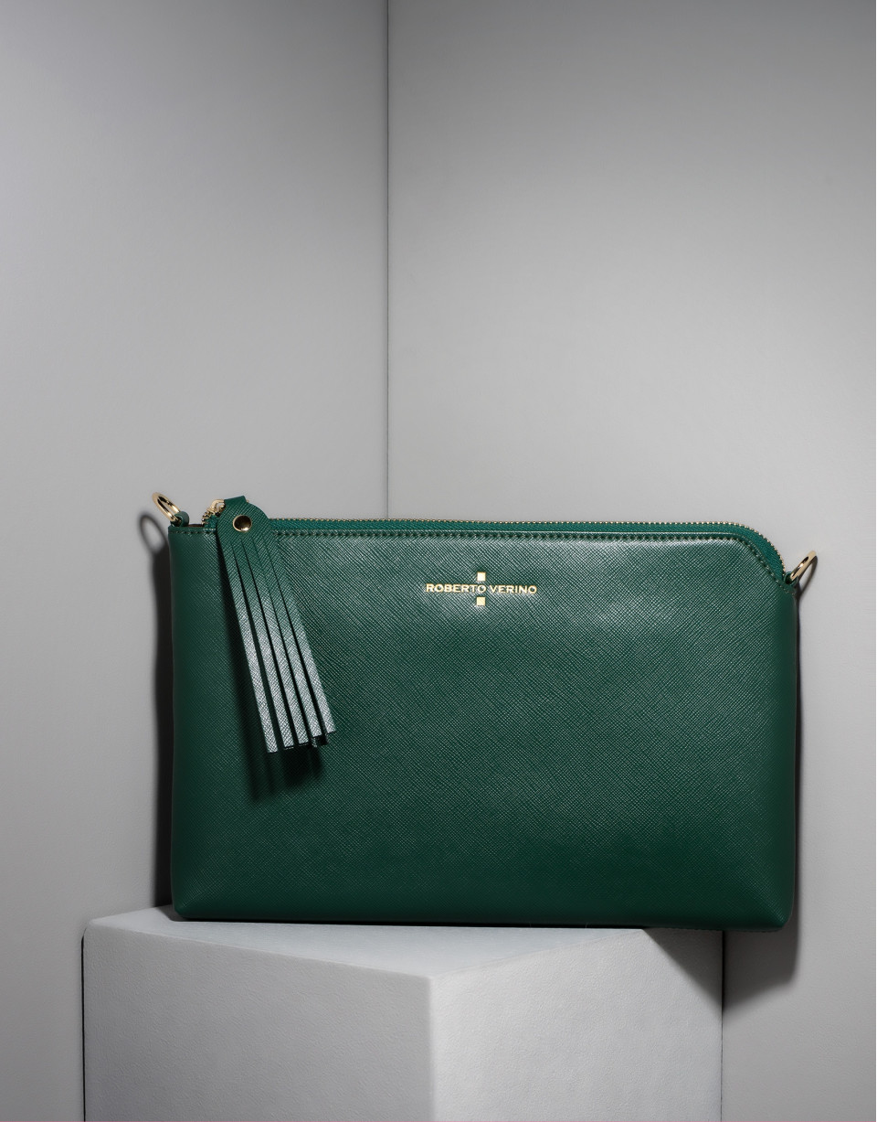 Clutch Lisa saffiano verde oscuro