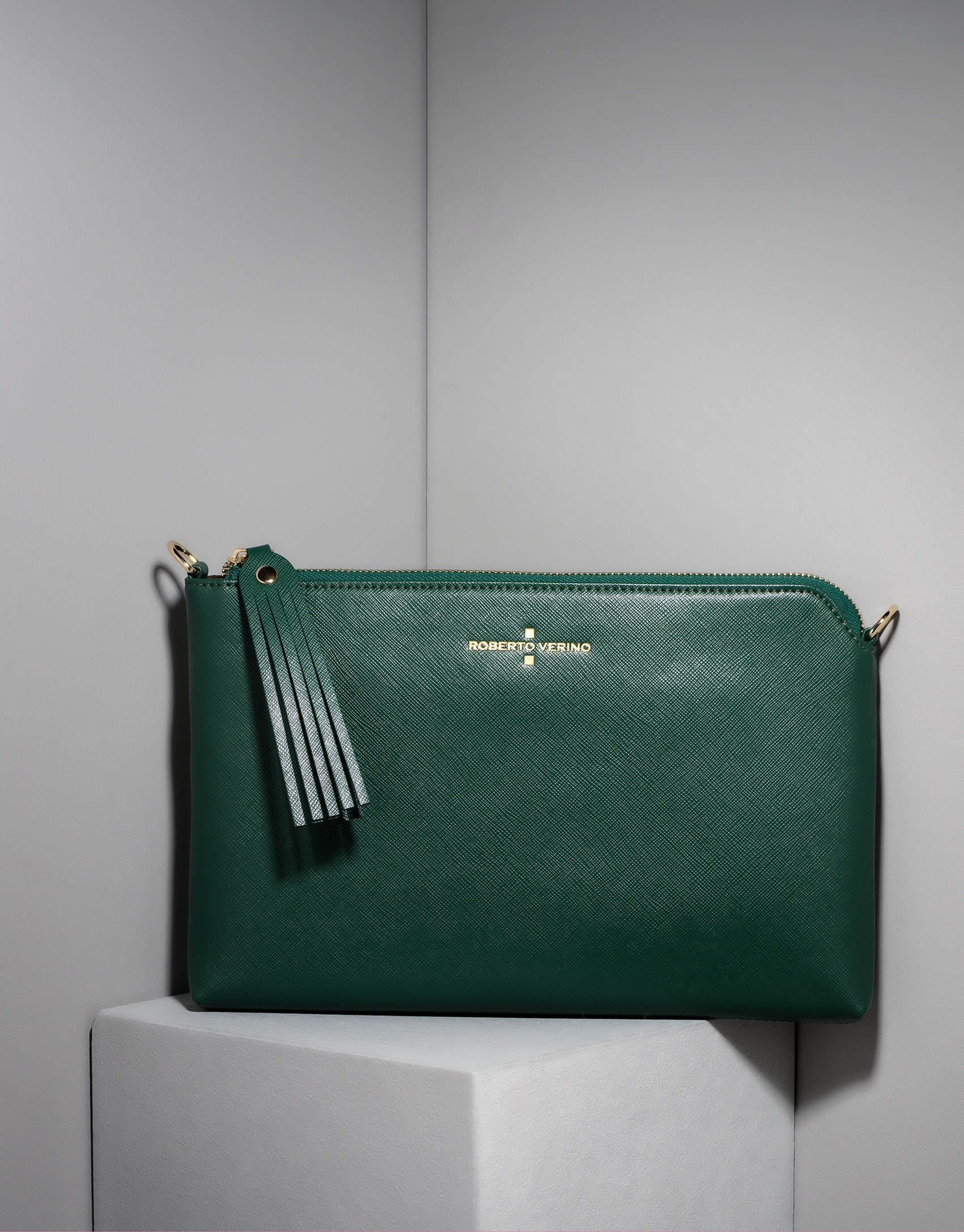 Dark green Saffiano leather Lisa Clutch 
