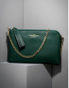 Dark green Saffiano leather Lisa Clutch 
