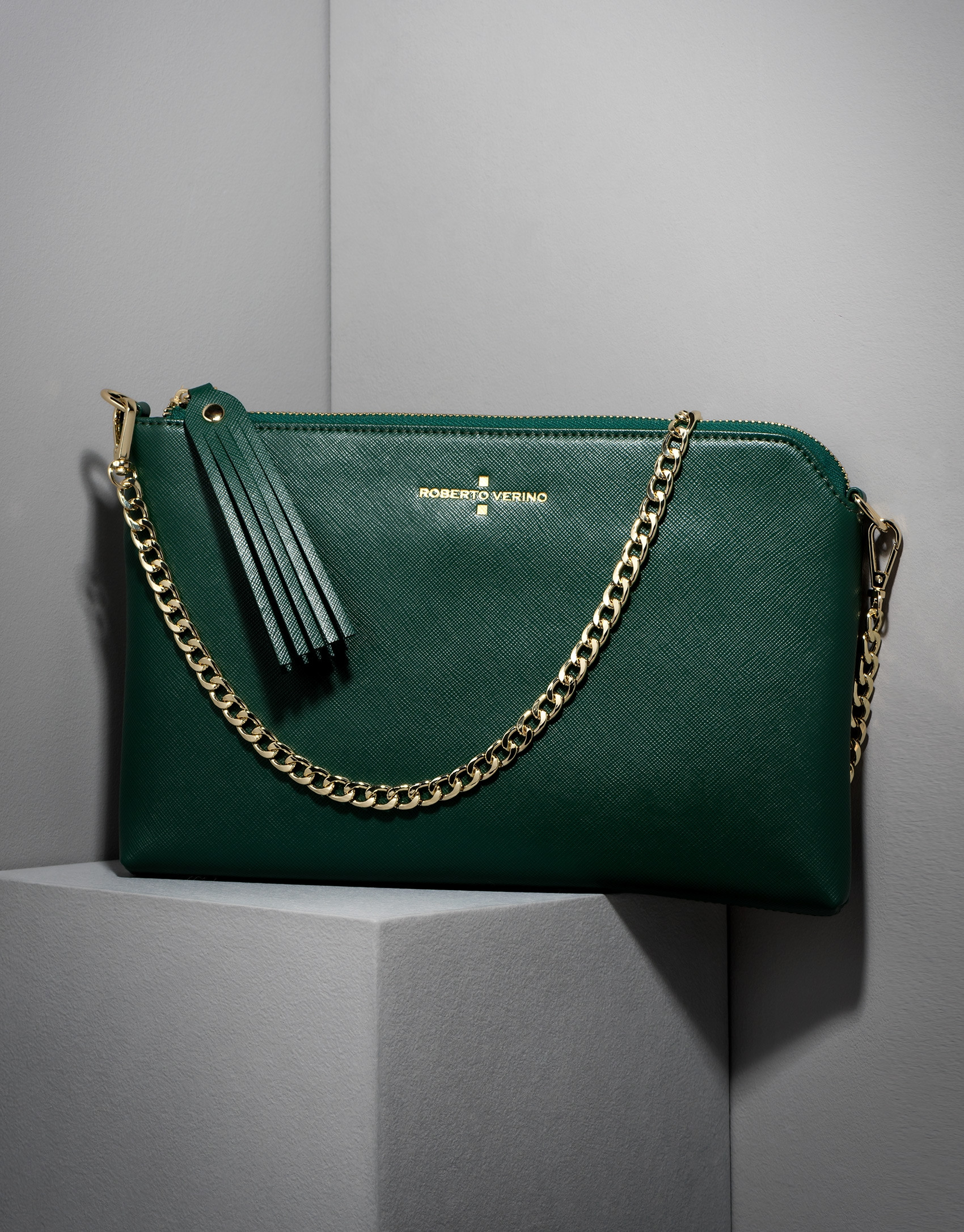 Dark green Saffiano leather Lisa Clutch 