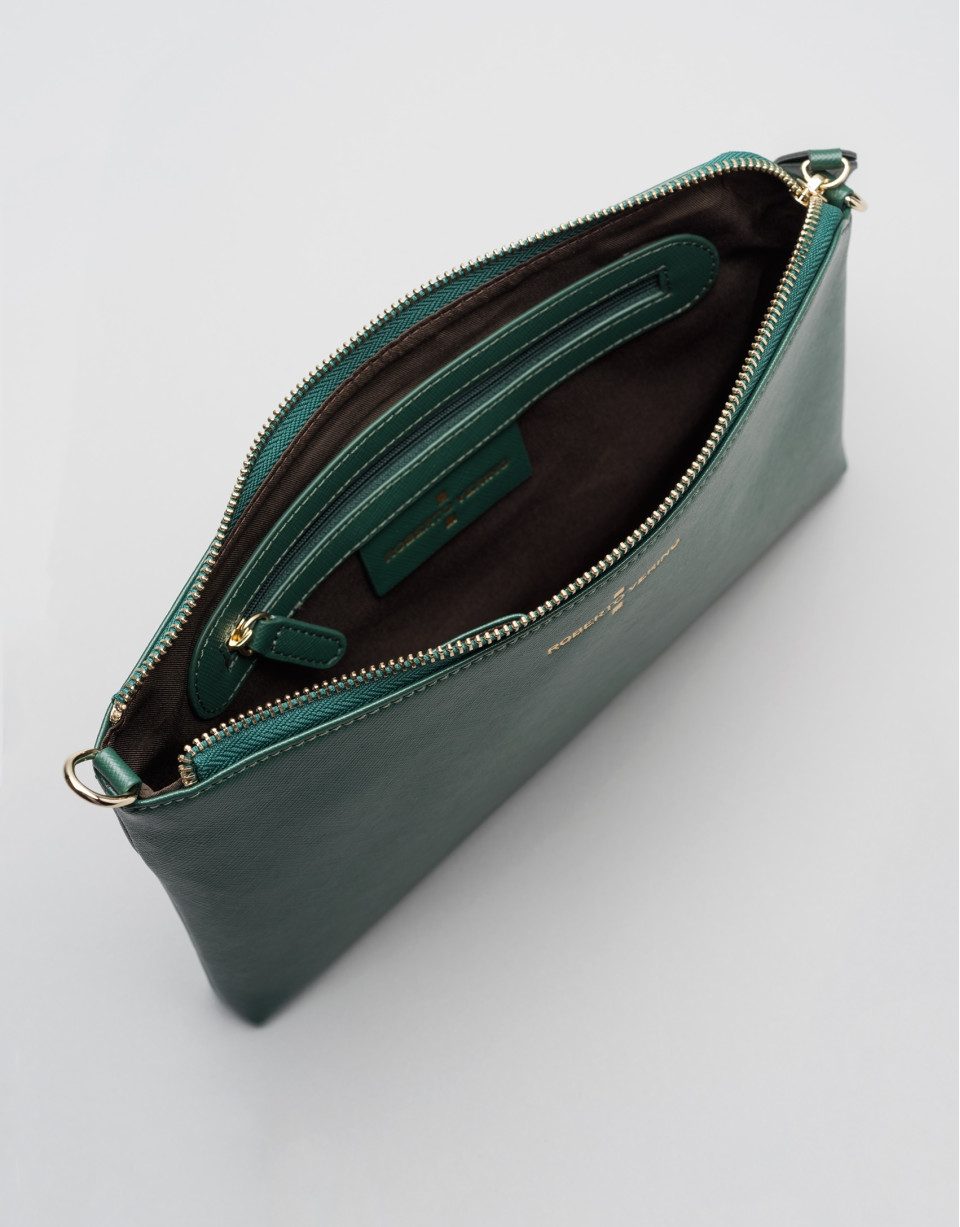 Dark green Saffiano leather Lisa Clutch 