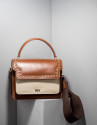 Camel and ivory leather Naomi handbag
