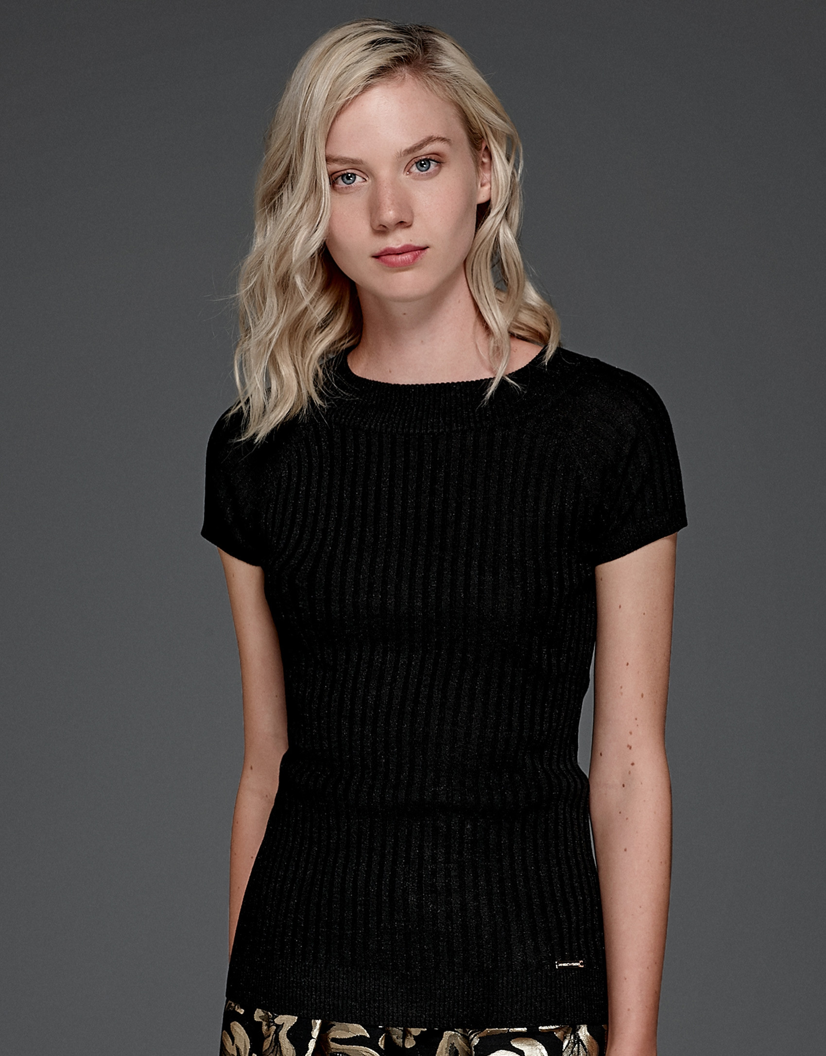 Marengo gray glitter ribbed knit sweater