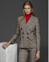Red double-breasted glen plaid jacket