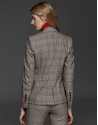 Red double-breasted glen plaid jacket