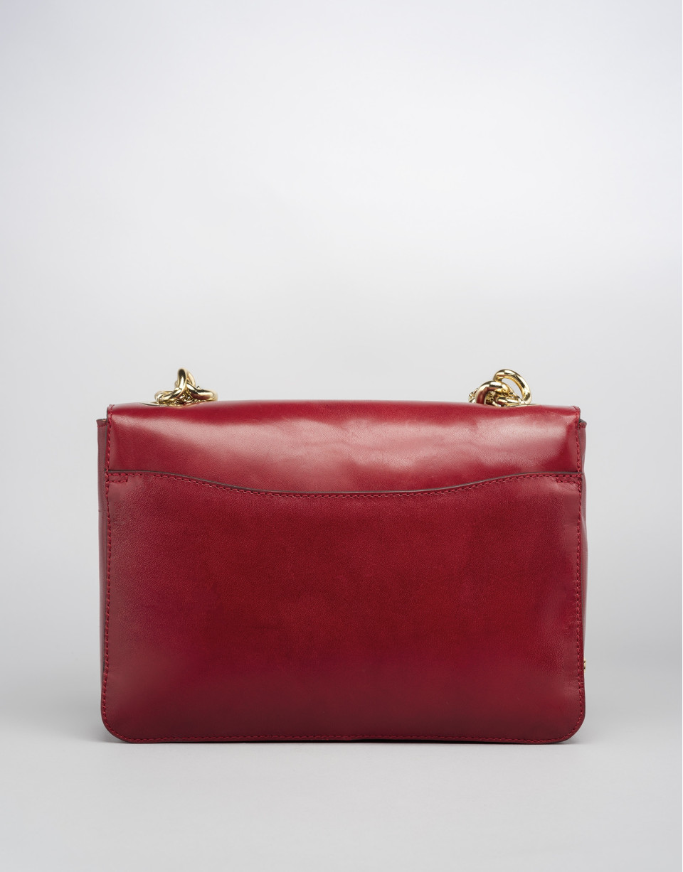 Red leather Joyce billfold with chain