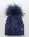 Gorro de lana con ochos pompón azul