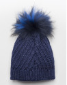 Gorro de lana con ochos pompón azul