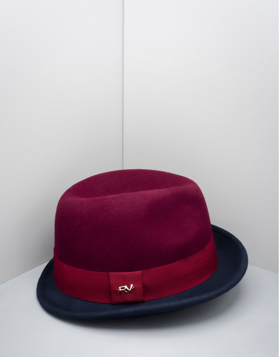 Sombrero borsalino bicolor granate/azul