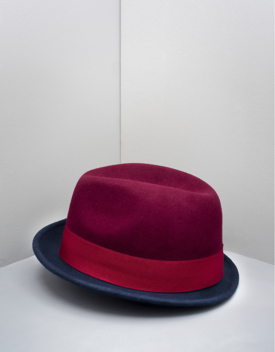Sombrero borsalino bicolor granate/azul