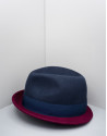 Blue and burgundy Borsalino hat
