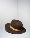 Sombrero fedora lana marrón cinta beige