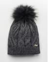 Gorro de lana con ochos pompón gris