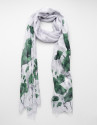 Foulard lana y seda flores verdes