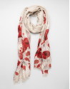Foulard lana y seda flores rojas