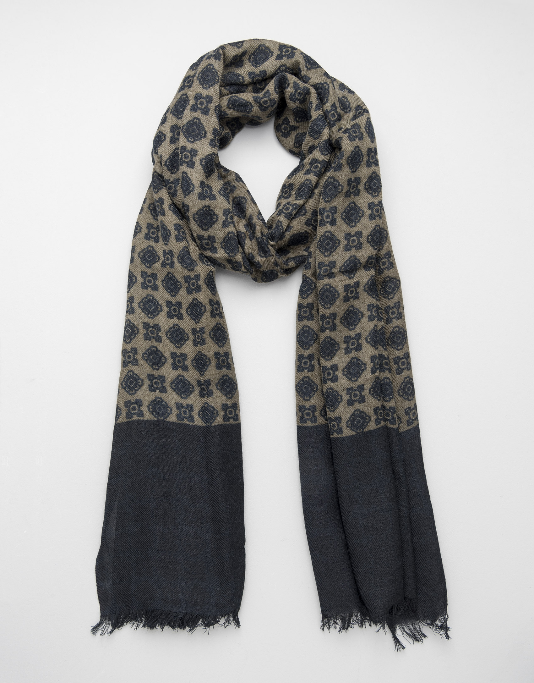 Foulard beige con cenefa marino