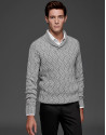 Gray sweater with tuxedo collar