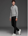 Gray sweater with tuxedo collar