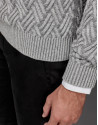 Gray sweater with tuxedo collar
