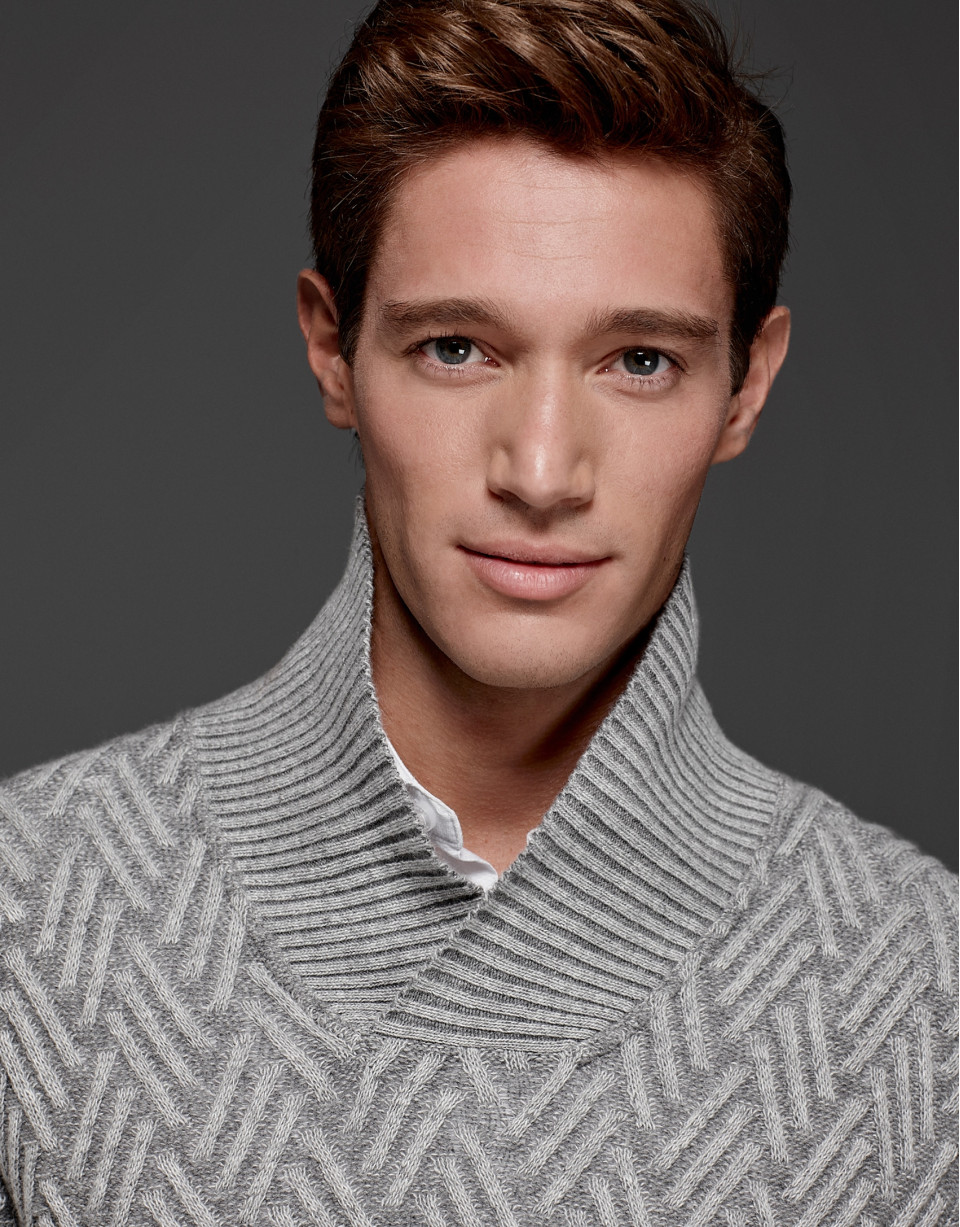 Gray sweater with tuxedo collar
