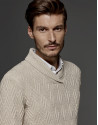 Ivory sweater with tuxedo collar
