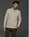 Ivory sweater with tuxedo collar