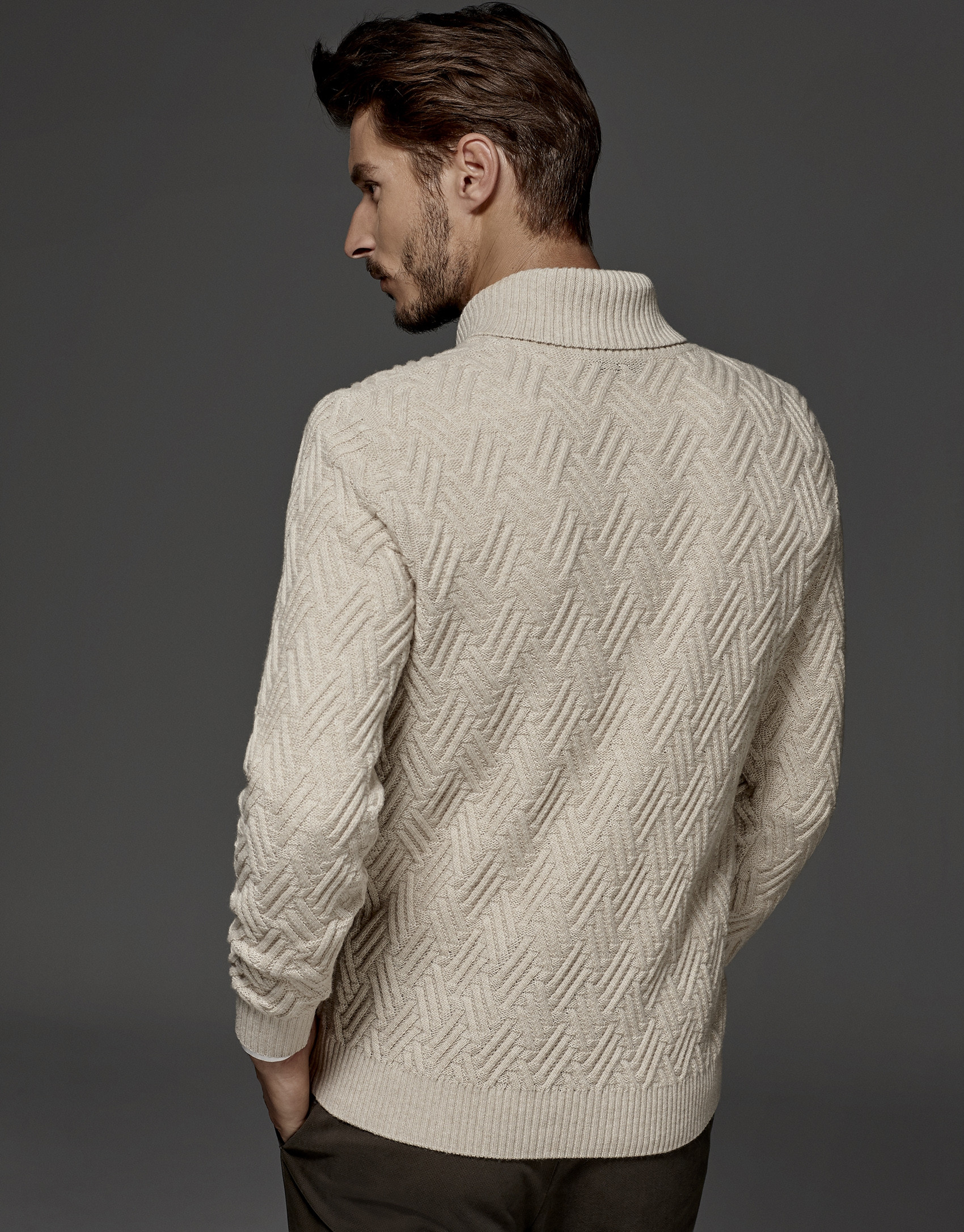 Ivory sweater with tuxedo collar