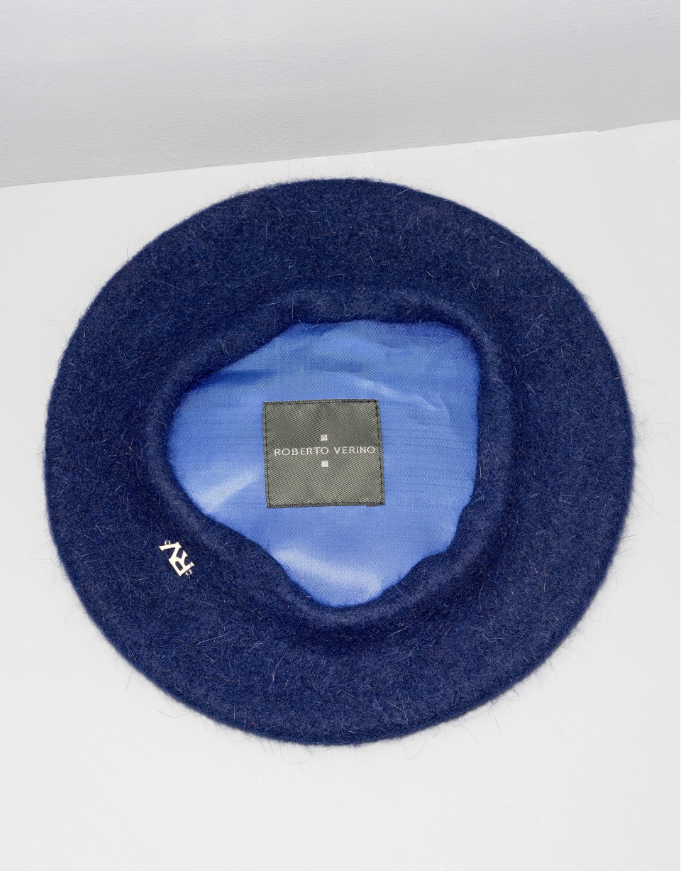 Boina angora y lana azul marino
