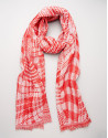 Red and beige geometric print wool scarf