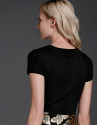 Jersey punto canalé negro glitter