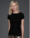 Black glitter ribbed knit sweater