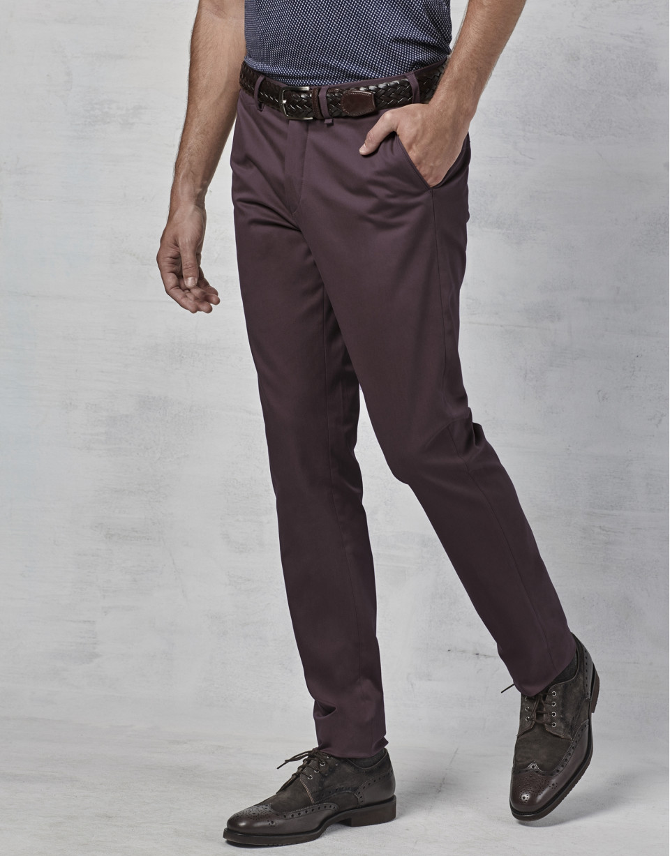 Pantalón chino algodón granate