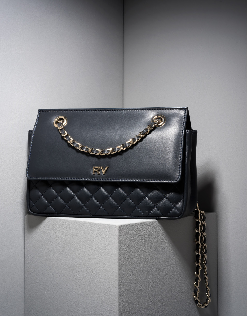 Navy leather Ghauri shoulder bag
