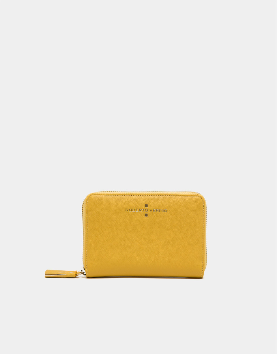 Yellow Saffiano leather mili billfold