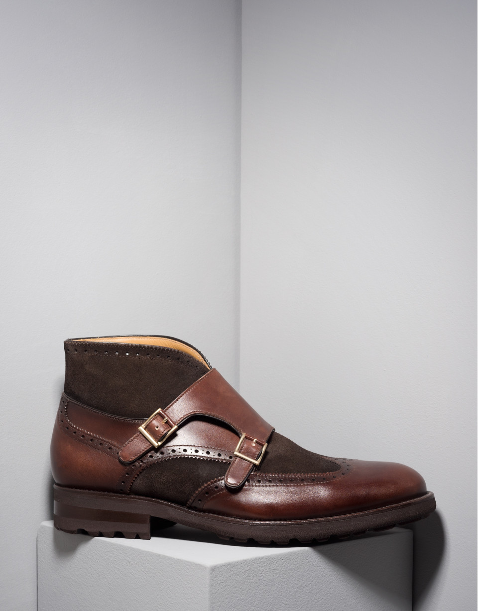 Brown Monk ankle boots with two buckles