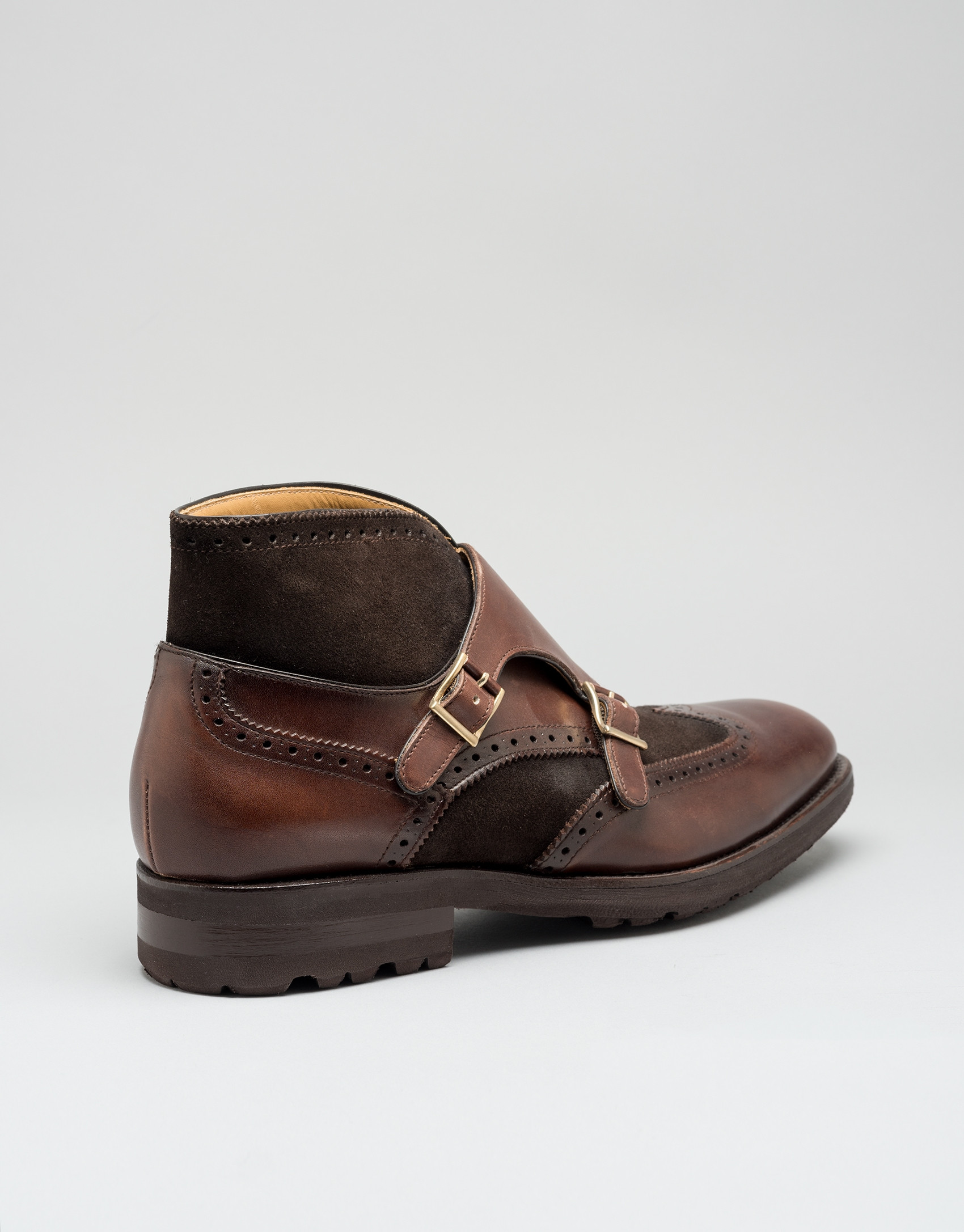Brown Monk ankle boots with two buckles