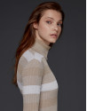 Jersey canalé brillo beige/crudo