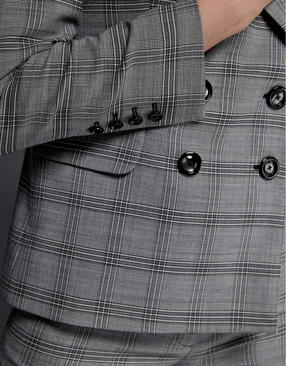 Plaid double-breasted jacket