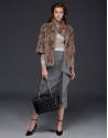Chaqueta larga pelo conejo beige