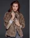 Chaqueta larga pelo conejo beige