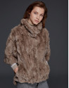 Chaqueta larga pelo conejo beige