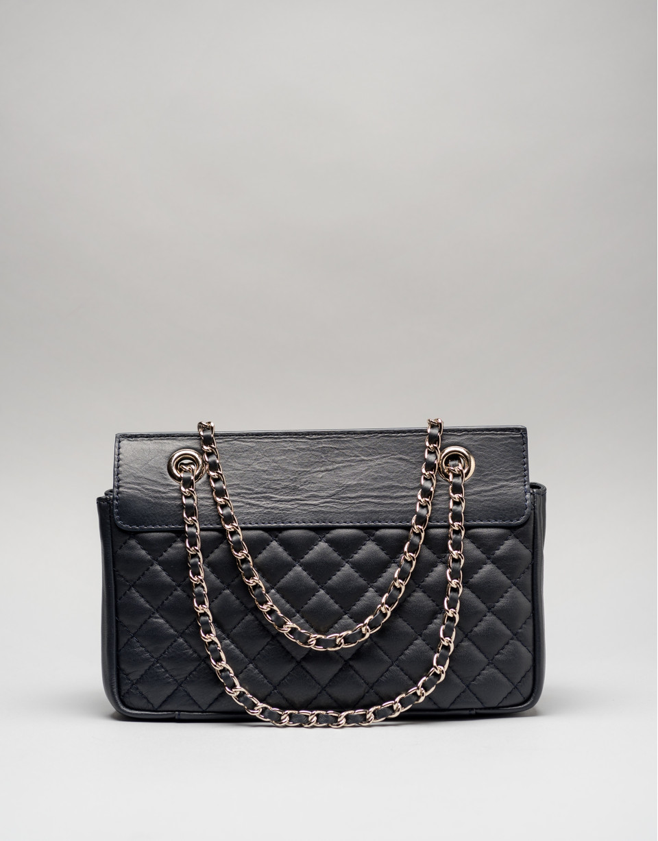Navy leather Ghauri shoulder bag
