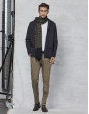 Foulard beige con cenefa marino