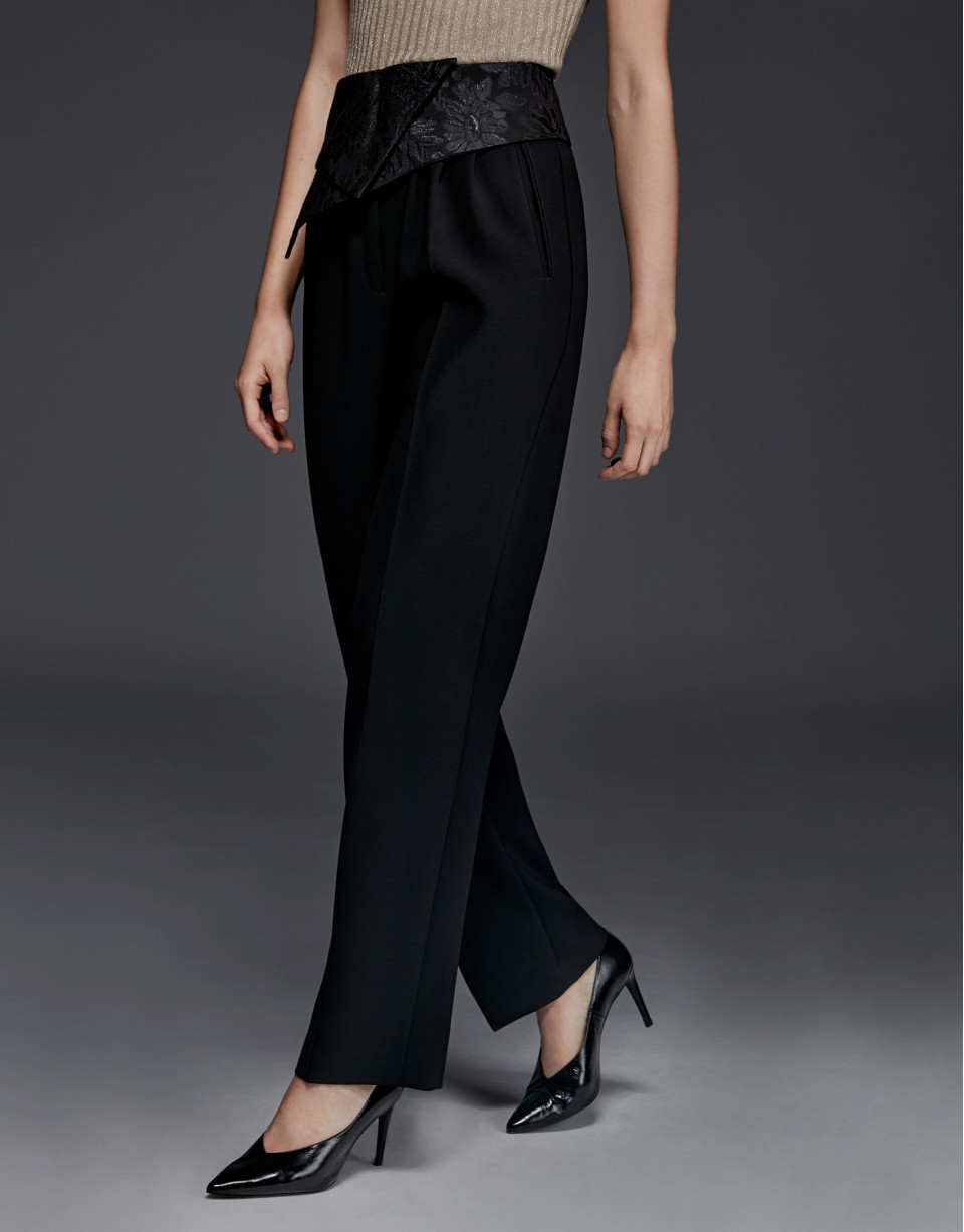 Pants with waist sash