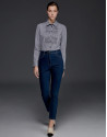Blue Vichy checked shirt with tucks