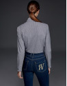 Blue Vichy checked shirt with tucks
